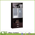 Black Glass Door Tall Melamine File Cabinet Storage with 3 Lateral Drawers